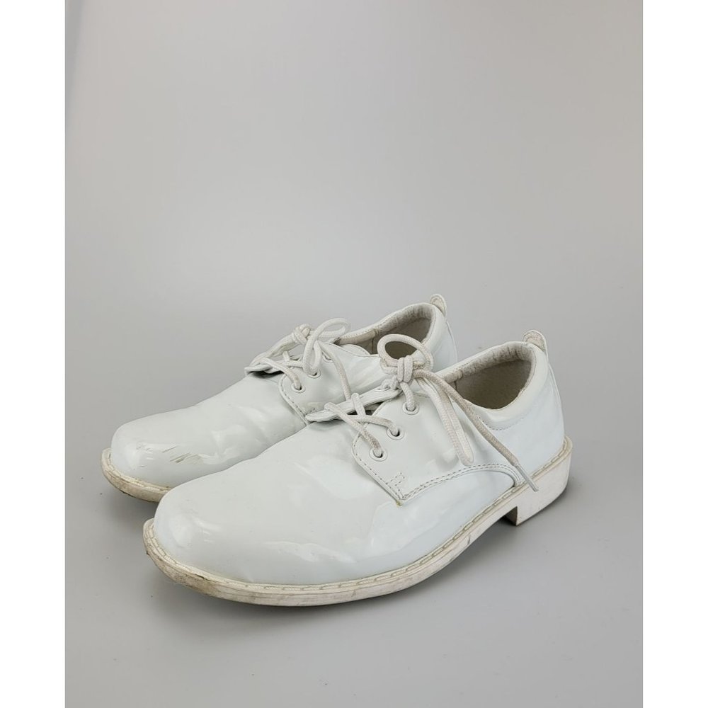 TIP TOP Boy‎ Patent Leather White Derby Dress Shoes 4 Wedding Baptism Lace Up